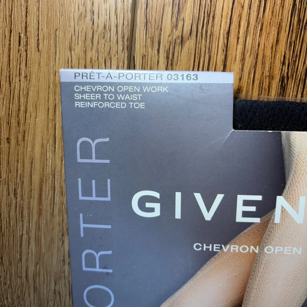 Givenchy Pret A Porter Chevron Open Work Tights Set of 2 black made in Italy A/B